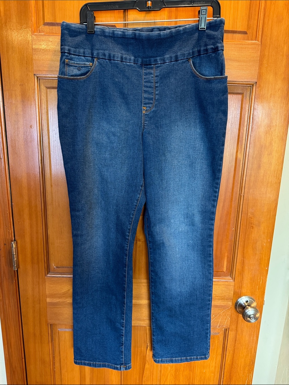Gloria Vanderbilt Amanda Pull on Jeans Size 14 Short/ Petite Blue Soft Denim